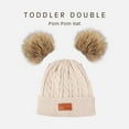 thumbnail image 2 of GRNSHTS Toddler Kids Boys Girls Beanie Woolen Hat Solid Color Winter Warm Double Pom Pom Cap for 1-3 Years Old Beige, 2 of 6