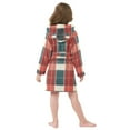 thumbnail image 4 of FORMRS Niños Bathrobe Unisex Hooded Robe Soft Plush Pajamas Sleepwear, Size 4-6T, Vibrant Red Tartan Pattern, 4 of 7