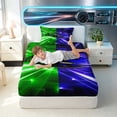 thumbnail image 5 of Erosebridal Race Car Twin Sheets, Speed Light Bedding, Green Blue 3-Piece (1 Flat Sheet, 1 Fitted Sheet and 1 Pillowcase), 5 of 6