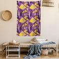 thumbnail image 2 of Geometric Tapestry, Memphis Style Funny Triangles Dots Zigzags Stars and Waves, Wall Hanging for Bedroom Living Room Dorm Decor, 40W X 60L Inches, Yellow Purple and Pale Lilac, by Ambesonne, 2 of 5