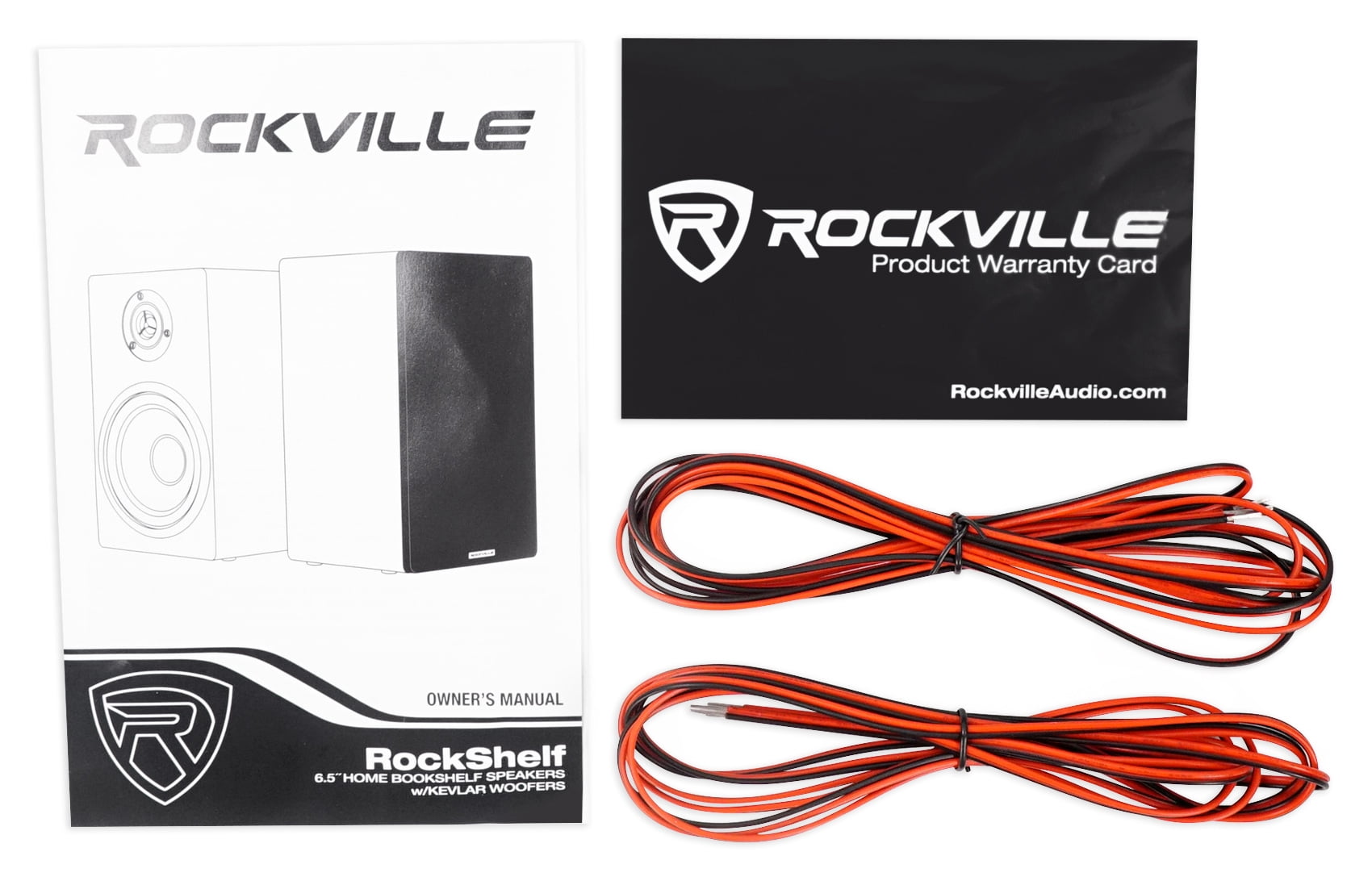 Pair Rockville RockShelf 64W White 6.5" Home Bookshelf Speakers w/21" Stands