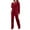 Red, variant on Hueook Pilates Outfits for Womens Solid Color Flannel Casual Warm Long-sleeved Trousers Two-piece Suit Khaki 5X