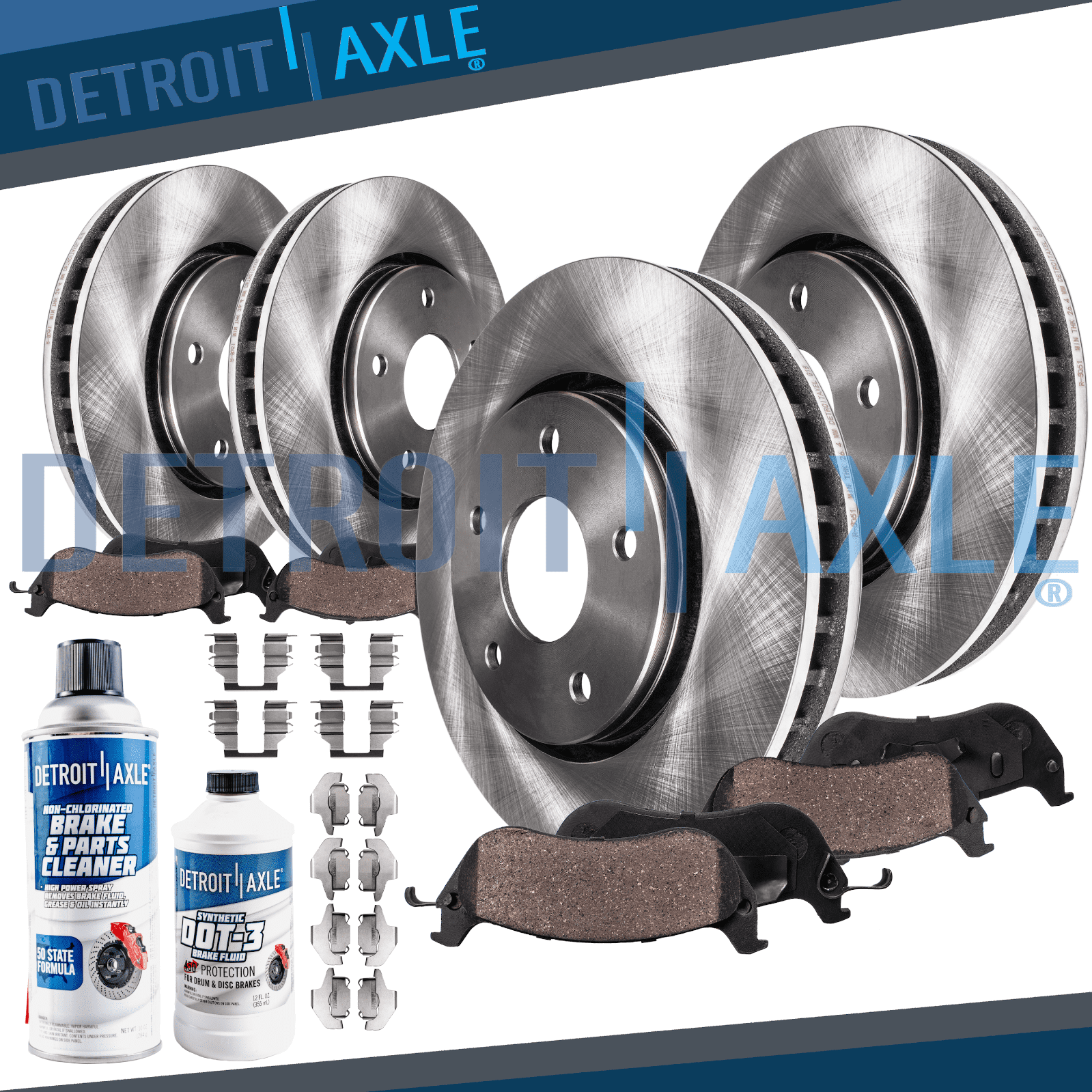 Front Rear Disc Brake Rotors And Ceramic Pads Kit For 2006-2007 Cadillac CTS Base With Sport Suspension and 303mm Diameter Rotor