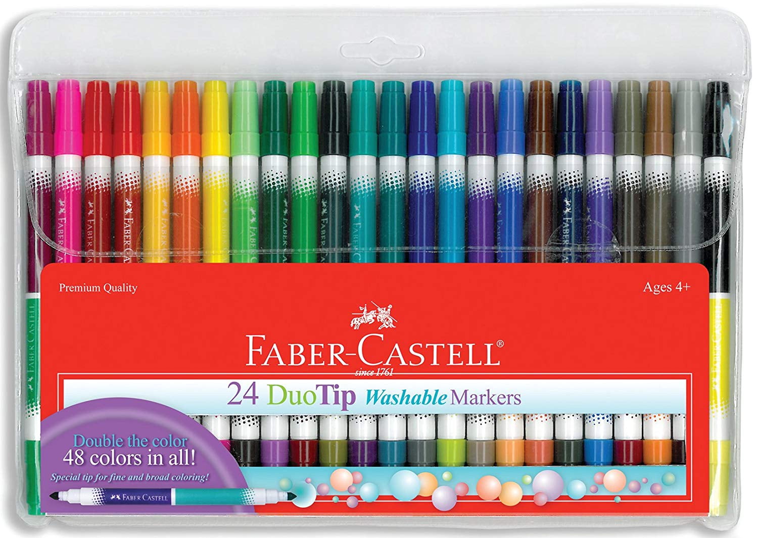 Faber Castell Duotip Washable Markers 24 Markers 48 Colors 24 Bright And Washable Markers Duotip Markers Mean Twice The Colors For By Faber Castell Walmart Com Walmart Com