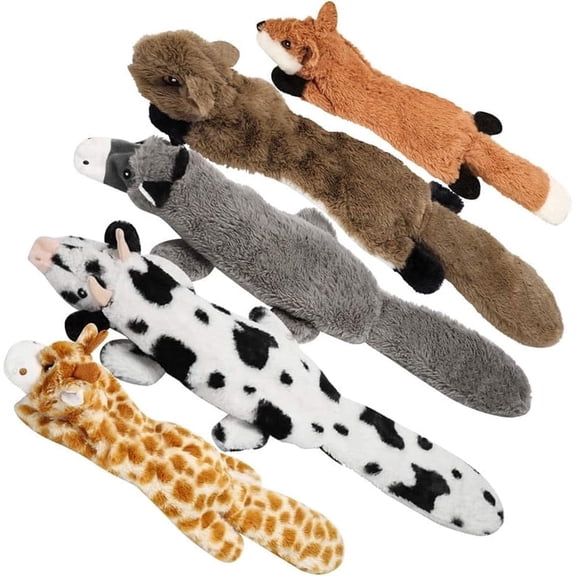 Nocciola Dog Squeaky Toys, 5 PCS No Stuffing Crinkle Plush Dog Toys for Small Medium Large Dogs, Stuffless Squeaky Puppy Toys for Boredom with Double Squeakers