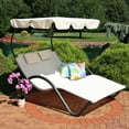 thumbnail image 4 of Sunnydaze Steel Outdoor Double Chaise Lounge with Canopy Shade, Beige, 4 of 7
