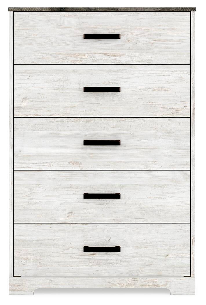 Signature Design by Ashley Casual Shawburn Chest of Drawers, Whitewash/Charcoal Gray