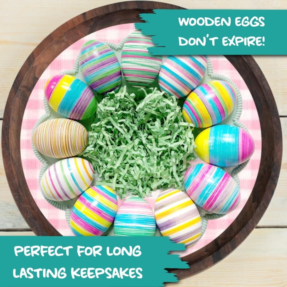 Authentic White Wooden Eggs - for Easter Egg Decorating, Arts and Crafts - Matte White Eggs Specifically Designed to be Used with All Eggmazing Egg Decorators (24 Pack)
