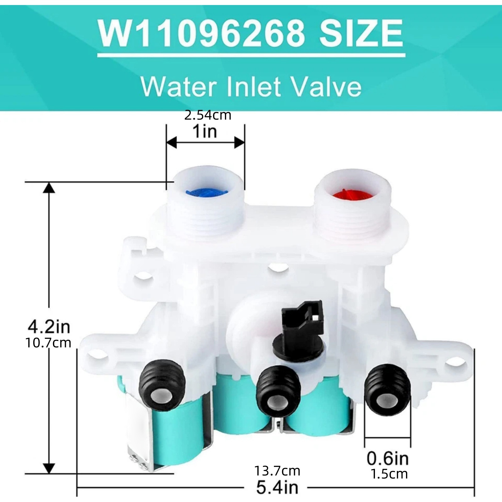 CSYANXING For Washing Machine Water Inlet Control W11096268 Replacement for Whirlpool Kenmore Maytag Plastic Metal Valve