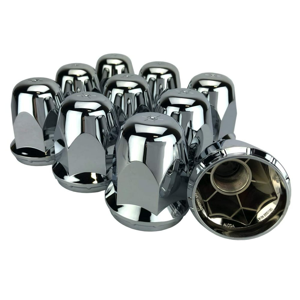ALCOA 10 33mm Chrome Screw On Hex Lug Nut Covers with Flange for hub