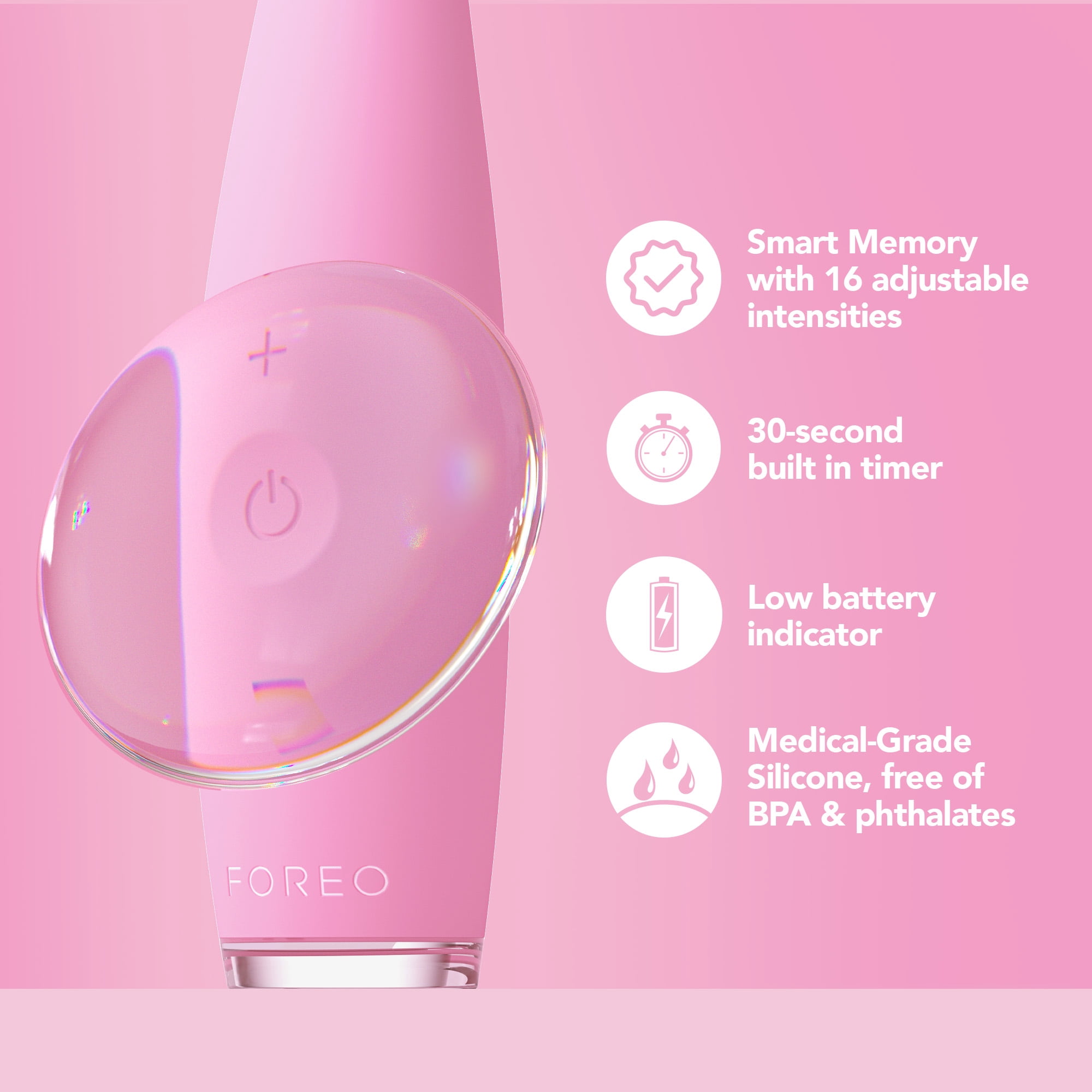 FOREO ISSA 3 Electric Toothbrush Bundle with 4-in-1 Ultra-Hygienic Silicone Cleaning and 2 Brush Heads, Pink