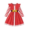 thumbnail image 1 of Odeerbi Niñas Navidad Copo de Nieve Vestidos Primavera Otoño Ruffle Manga Larga Vestido A-Line Niños Vestido de Fiesta A Rayas, 1 of 9