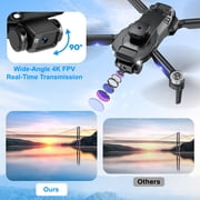 AUOSHI Drones with Camera for Adults 4K, FPV RC Quadcopter for Kids Beginners with 3 Batteries, Foldable, Brushless Motor, 3D Flips,One Key Take off/Land, Black