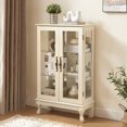 thumbnail image 3 of Tcbosik Modern Curio Cabinet with Lights and Glass Doors, Display Cabinet with Adjustable Shelves, Storage Cabinet for Living Room, White, 3 of 10