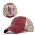 thumbnail image 1 of TOPTIE Casquette Queue de Cheval Usée Désordonnée à Grand Chignon Casquette de Baseball Queue de Cheval pour Femmes Coton Délavé Vintage-Rouge/beige, 1 of 8