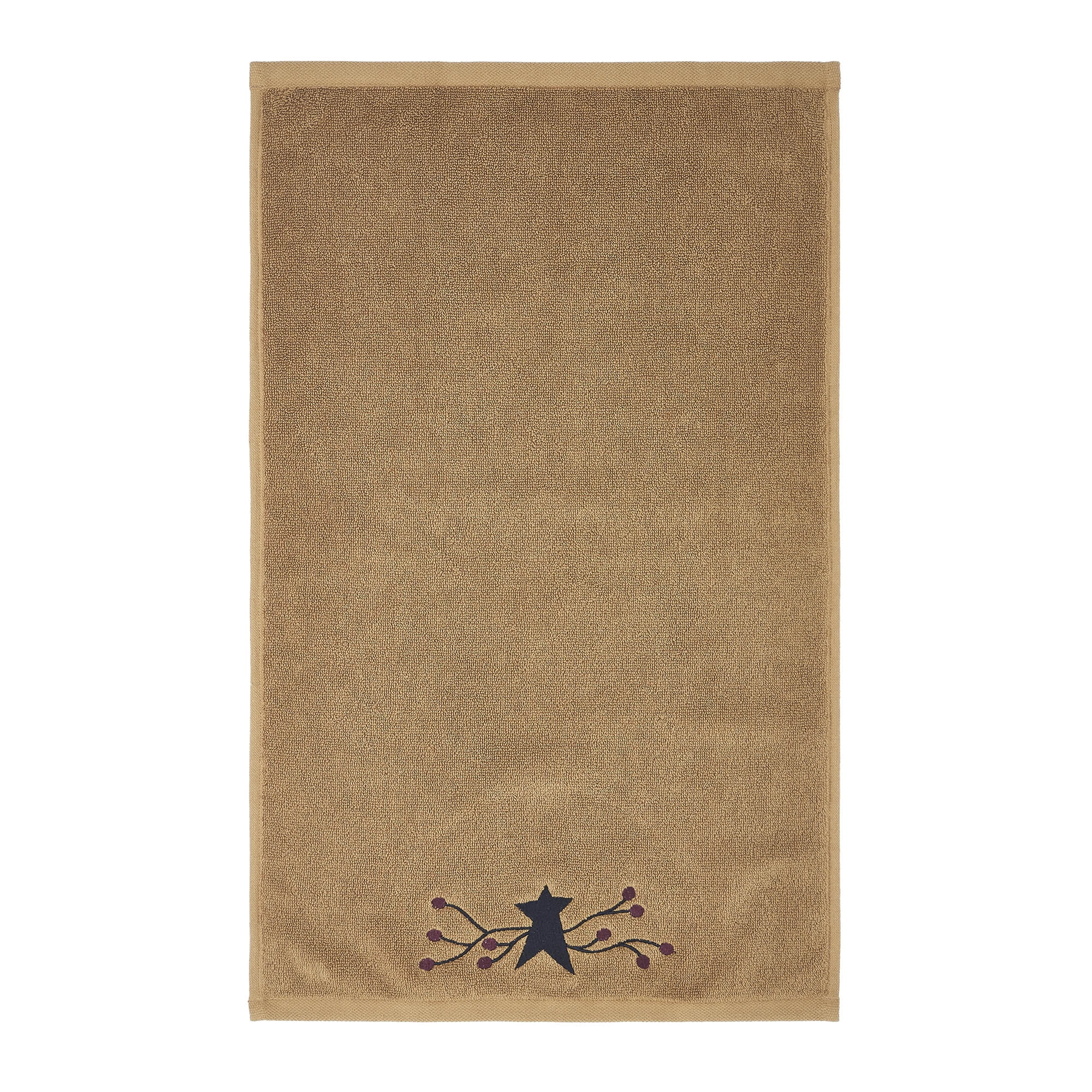 VHC Brands Cotton Hand Towels Set of 2 Bathroom Hand Towel Embroidered Bath Kitchen Pip Vinestar Collection Rectangle 16x26 Primitive Star Natural