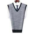thumbnail image 2 of Men Sweater Mens Winter V Neck Sleeveless Knit Vest Sweater Vest (Color: Blue,Size: XXXL ), 2 of 4