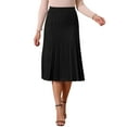 thumbnail image 1 of Faldas plisadas para mujer INSPIRE CHIC, de cintura alta, elásticas, en línea A, de punto acanalado, falda midi para outfits de otoño e invierno, talla XL, negra, 1 of 6