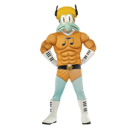 Squidward Muscle Chest Deluxe Child Costume | Spongebob Movie Sponge Out of Water Cartoon Merchandise | Kids