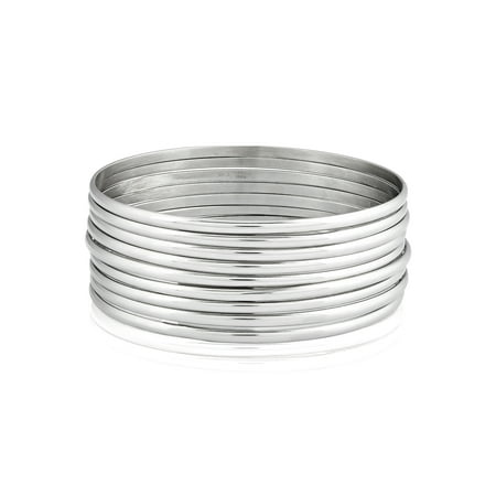 - Women's 9-Piece Stackable Bangle Stainless Steel Bracelets (3mm)