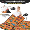 thumbnail image 3 of Monster Cartoon Truck Orange Pattern Teens Toddler Nap Mat with Pillow, Sleeping Mat Bag for Preschool Daycare 51"x22", 3 of 6
