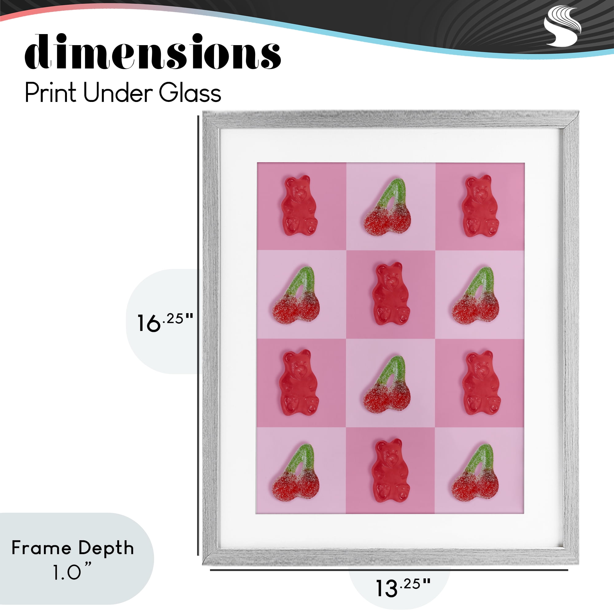 Stupell Industries Gummy Bears and Cherries Grid Gray Framed Print Under Glass, design by LISH Creative