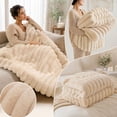 thumbnail image 6 of Plush Faux Rabbit Fur Throw Blanket – 60" × 80" Thick & Warm, Ultra Soft Fluffy Blanket for Couch, Bed, Sofa, Ideal Gift for Women (White), 6 of 7