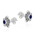 thumbnail image 3 of Sterling Silver Swirl Heart Flower Simulated Blue Lapis Inlays Stud Earrings, 3 of 5