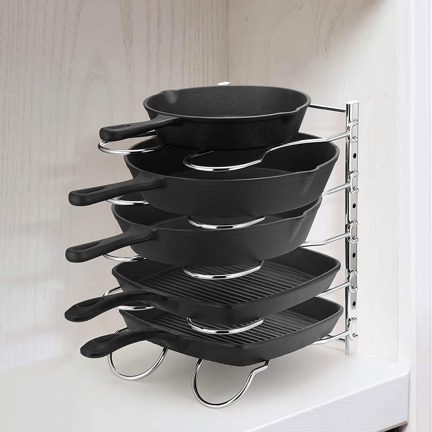 Chrome pot lid rack holder hanger storage FREE P&P 