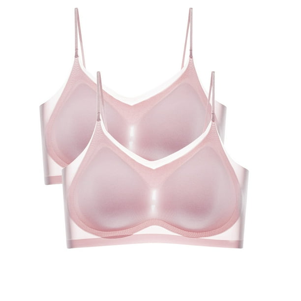 Gibobby Brasier deportivo mujer Sujetador deportivo antiflacidez, cómodo, Sexy, ultrafino, de seda, con espalda, sin costuras, para mujer, 2 uds.(Rosa,XXL)