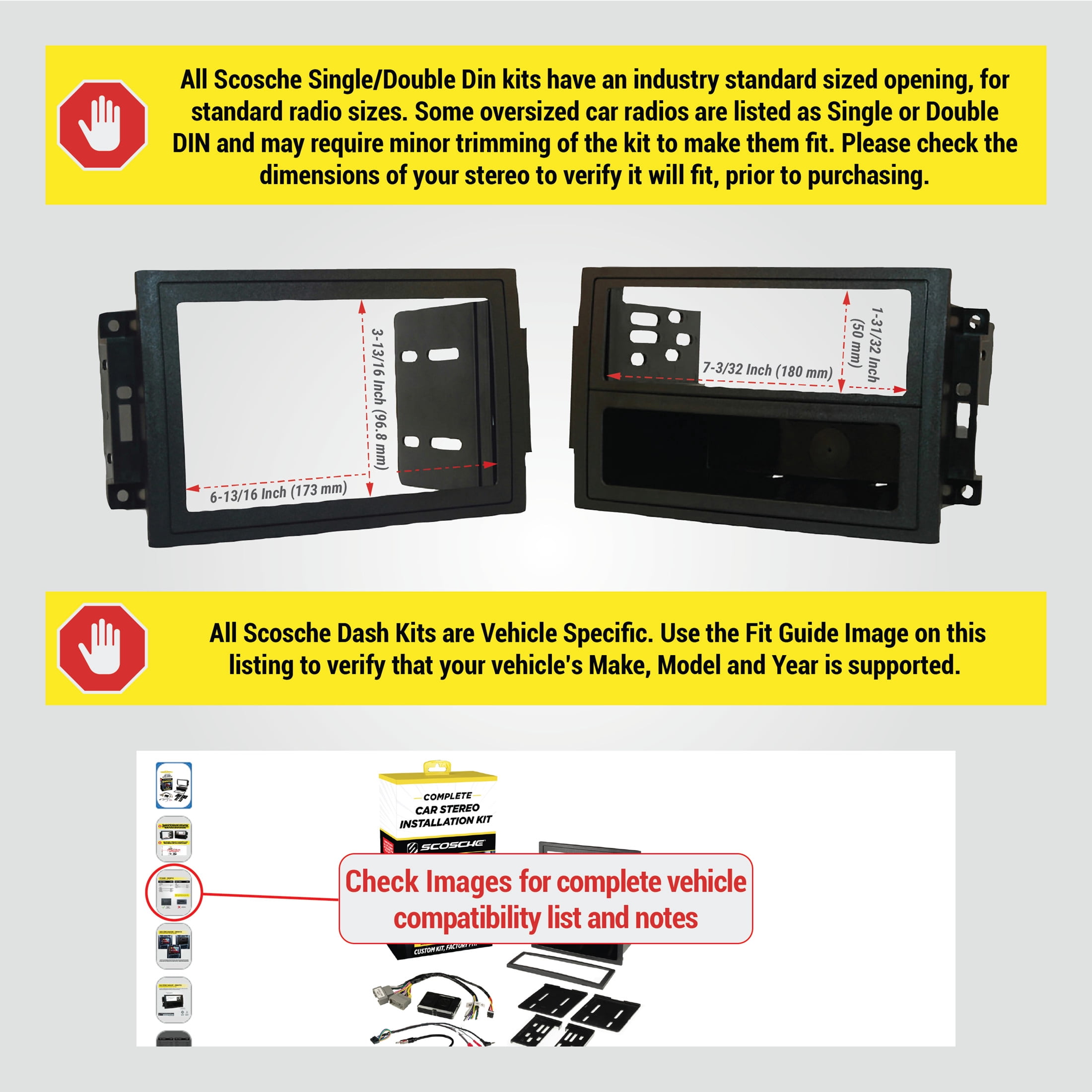 Scosche CR0507CS Double DIN Radio Dash Kit Compatible with Select 2004-08 Chrysler, Dodge, and Jeep