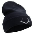thumbnail image 4 of Vintage Deer Antler Embroidered 12 Inch Long Knitted Beanie - Black OSFM, 4 of 5
