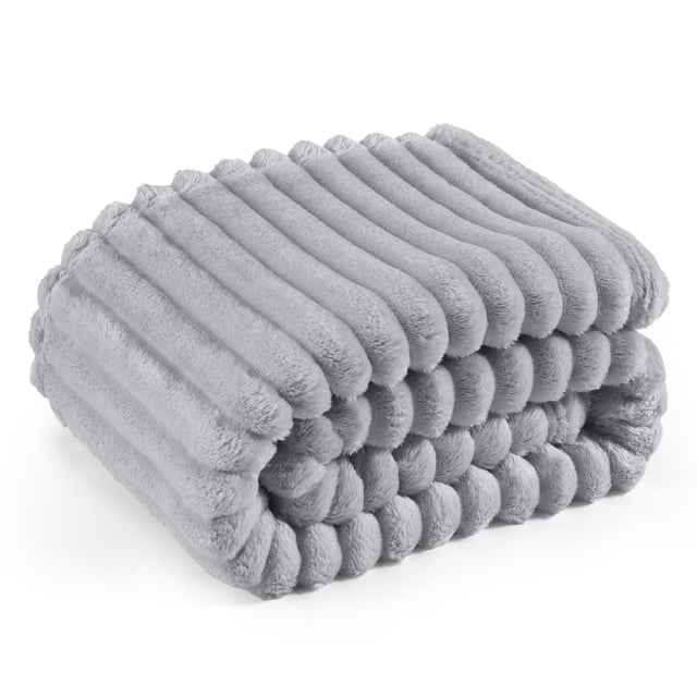 Manta Bedsure GentleSoft Cozy, forro polar de franela, doble, gris claro