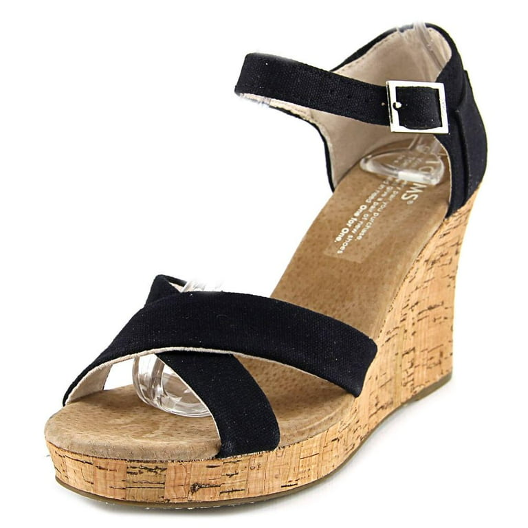 Toms black shop wedge sandals
