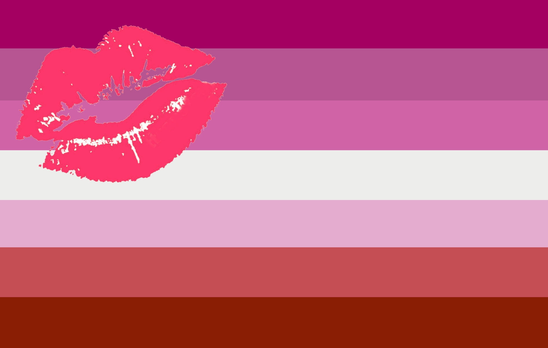 Lesbian Lipstick Rainbow Pride Plain 100D Woven Poly Nylon 3x5 3'x5' Flag Banner 