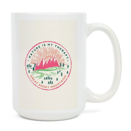 

15 fl oz Ceramic Mug Great Smoky Mountains Tennessee Nature is my Therapy Contour Dishwasher & Microwave Safe