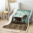 thumbnail image 2 of Wild Bear Blanket Rustic Pine Trees 30"x40" Throw Blanket ,Woodland Animals Fleece Blanket Vintage Brown Lodge Cabin Blankets,Wildlife Bear Paw Farmhouse Decor, 2 of 6