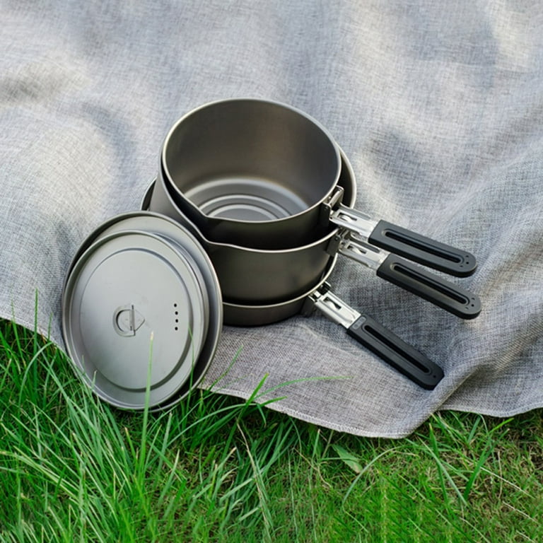 19cm Round Foldable Handle Camping Hiking Picnic Cookware Non-Stick Frying  Pan Camping Frypan Titanium Fry