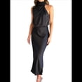 thumbnail image 1 of Vestido de Satén de Verano 2025 para Mujer, Elegante, Sin Mangas, con Cuello Alto, para Cóctel o Fiesta. Negro M, 1 of 10