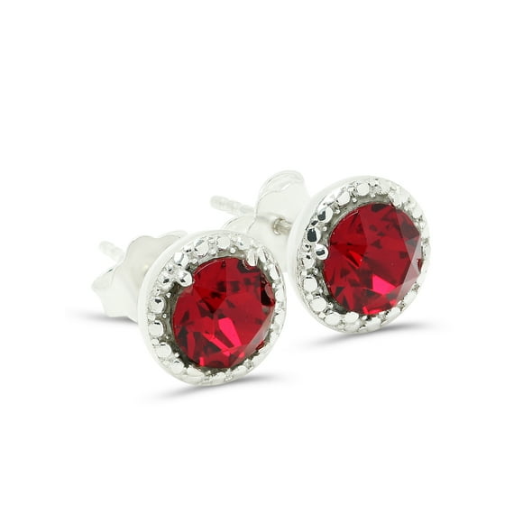 Swarovski Earrings, July Birthstone Ruby Color Swarovski Stud Earrings for Women, Swarovski Crystal Earring Studs with Certificate and Warranty, Hypoallergenic Stud Earrings