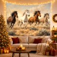 thumbnail image 3 of Four Galloping Horses in Golden Prairie, Majestic Illustration for Animal Lovers, Western Wall Art Decor, Housewarming Gift Tapestry Wall Hanging for Living Room and Bedroom, 3 of 7