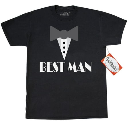 Inktastic Best Man Wedding Mock Tuxedo T-Shirt Gift Party Bridal Tux Bow Tie (Family Ties Best Man)