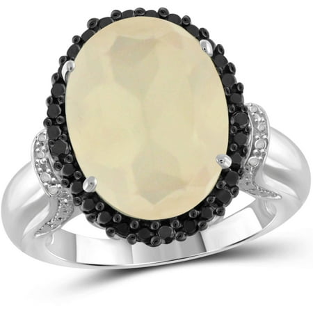 JewelersClub 8-1/4 Carat T.G.W. Moonstone and Black and White Diamond Accent Sterling Silver Ring