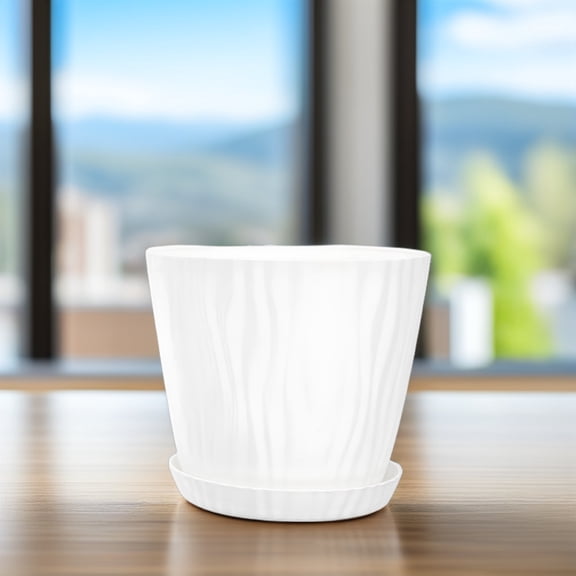 FUTUREORYY White Plastic Planter Pot Multipurpose Succulent Container with Water Tray for Home