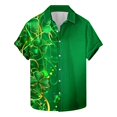 thumbnail image 2 of ZRGHAOYLQ Saint Patrick's Day Men's Trendy Shamrock Graphic Tees Casual Button Down Short Sleeve Hawaiian Beach Shirt with Lapel Collar, 2 of 5