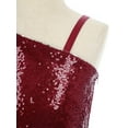 thumbnail image 5 of inlzdz Kids Girls Sparkly Sequin Off The Shoulder Sleeveless Tops for Birthday School Show Burgundy 14, 5 of 7