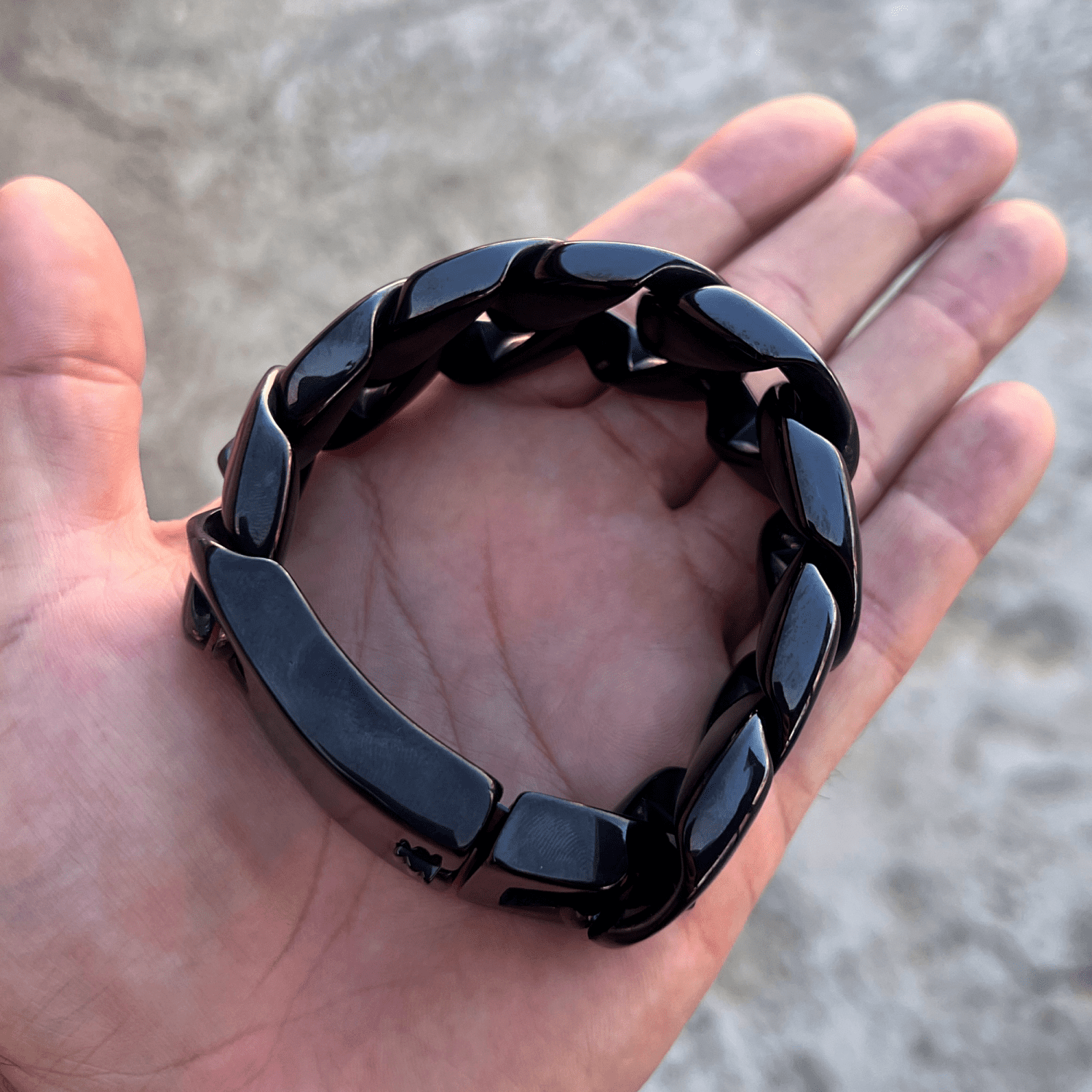 Men's Huge Black Bracelet 316L Stainless Steel Heavy Cuban Link 8.5" 30MM Thick