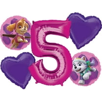 Paw Patrol Girl Balloon Bouquet 5th Birthday 5 pcs - Party Supplies