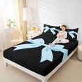 thumbnail image 4 of Feelyou Kawaii Cartoon Bow Twin Sheet Sets for Kids, Blue Princess Bowknot Twin Fitted Sheet, Fairy Tale Style Flat Sheet, Breathable Home Decor, 3-Piece, 4 of 7