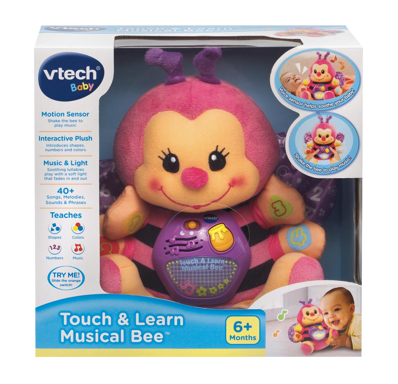 VTech Touch and Learn Musical Bee, Plush Crib Baby Toy, Pink, Walmart Exclusive - image 5 of 5